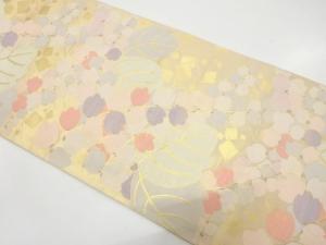 花に箔散らし模様織り出し　袋帯